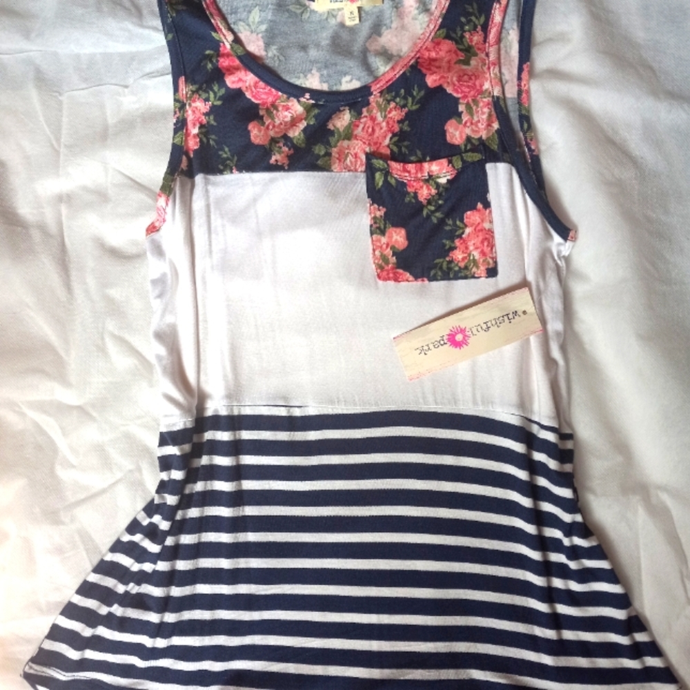 Floral and stripped tank top